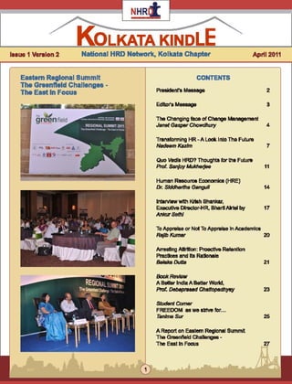 NHRDN Kolkata Chapter's Newsletter Kolkata Kindle Featuring GDGWI's Interview with Krish Shankar, Executive Director - HR, Bharti Airtel