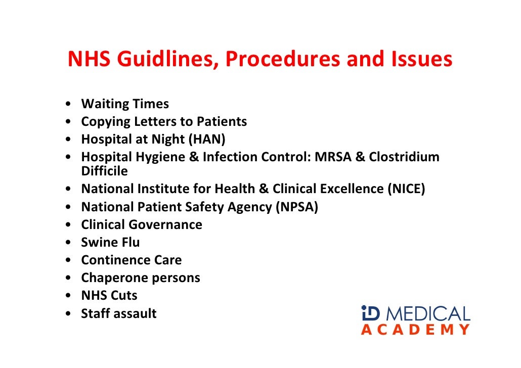 Nhs Guidelines, Procedures And Issues