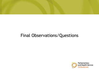 Final Observations/Questions
 