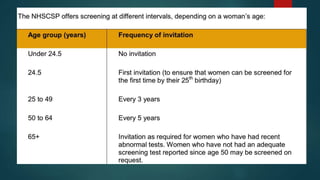 Nhscsp NHSCSP cervical screening program and treatment of CIN and CGIN | PPTX