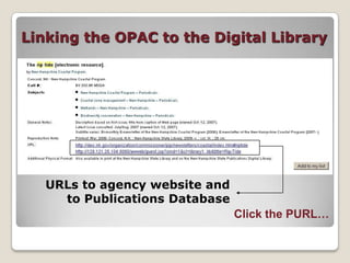 Preparing documents  for the database Step 3: Assigning a FolderDocuments can be filed in a folder structure similar to Windows ExplorerPatrons can browse folders for documents in addition to searching text or metadataFolders make it possible to guide users to a set of docs using PURLs