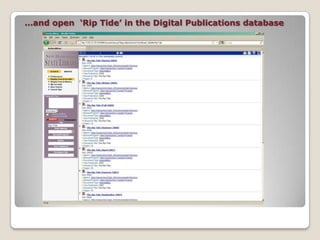 The Folder StructureDocuments are assigned to folders using the following hierarchy:Agency		Division			Bureau/Program				Document Type 					               Periodical Title (as needed)