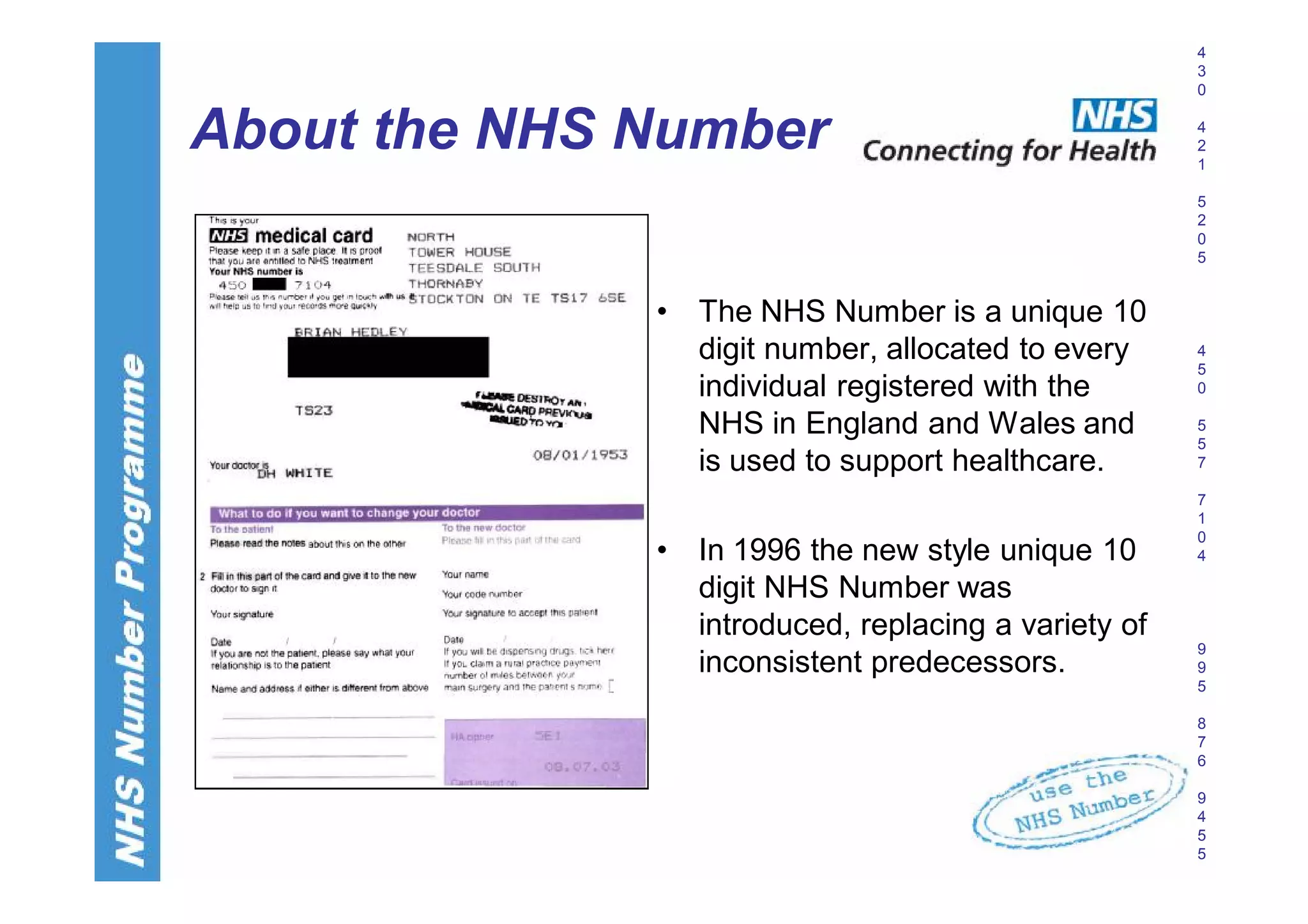 NHS Number Programme