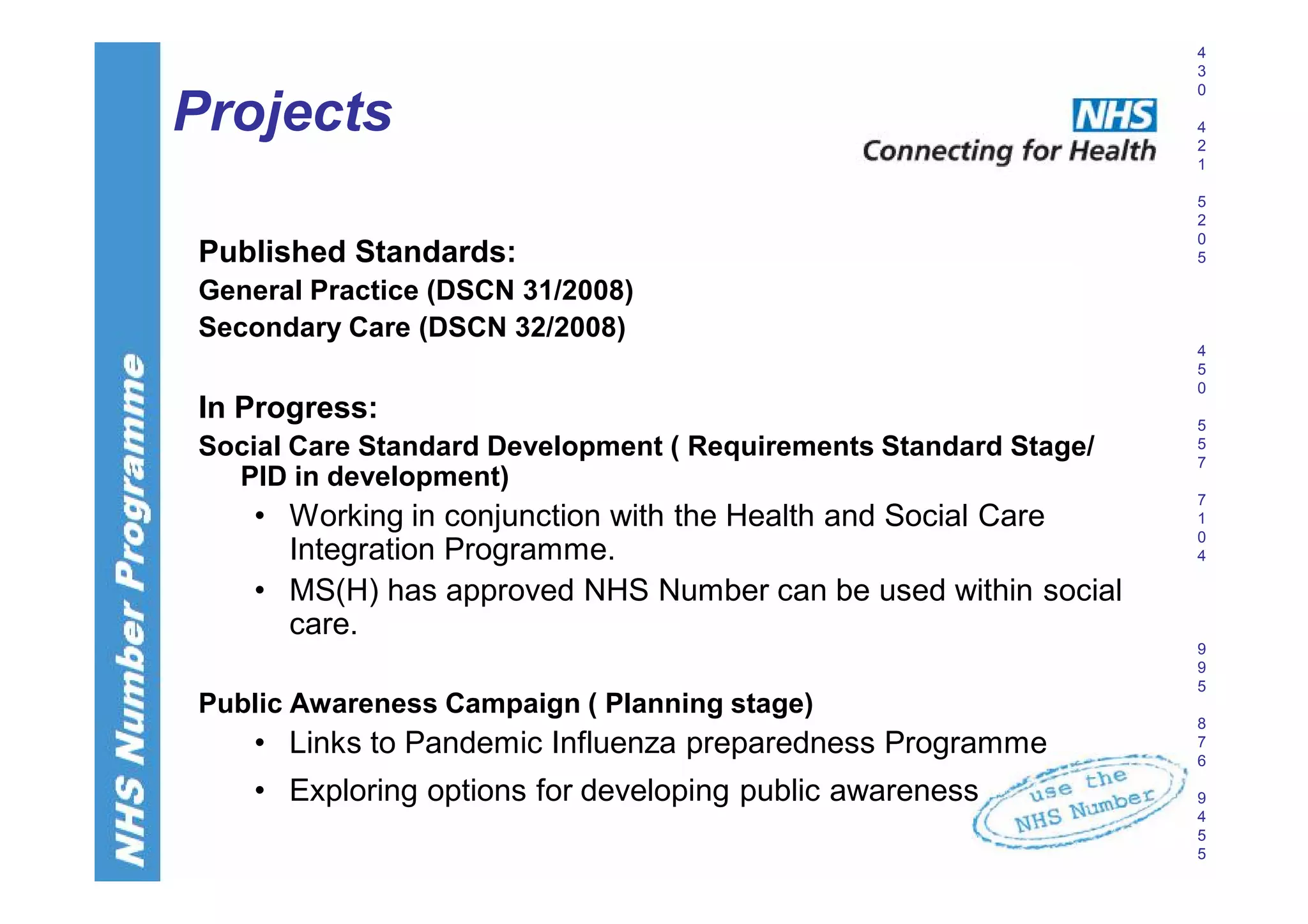 NHS Number Programme