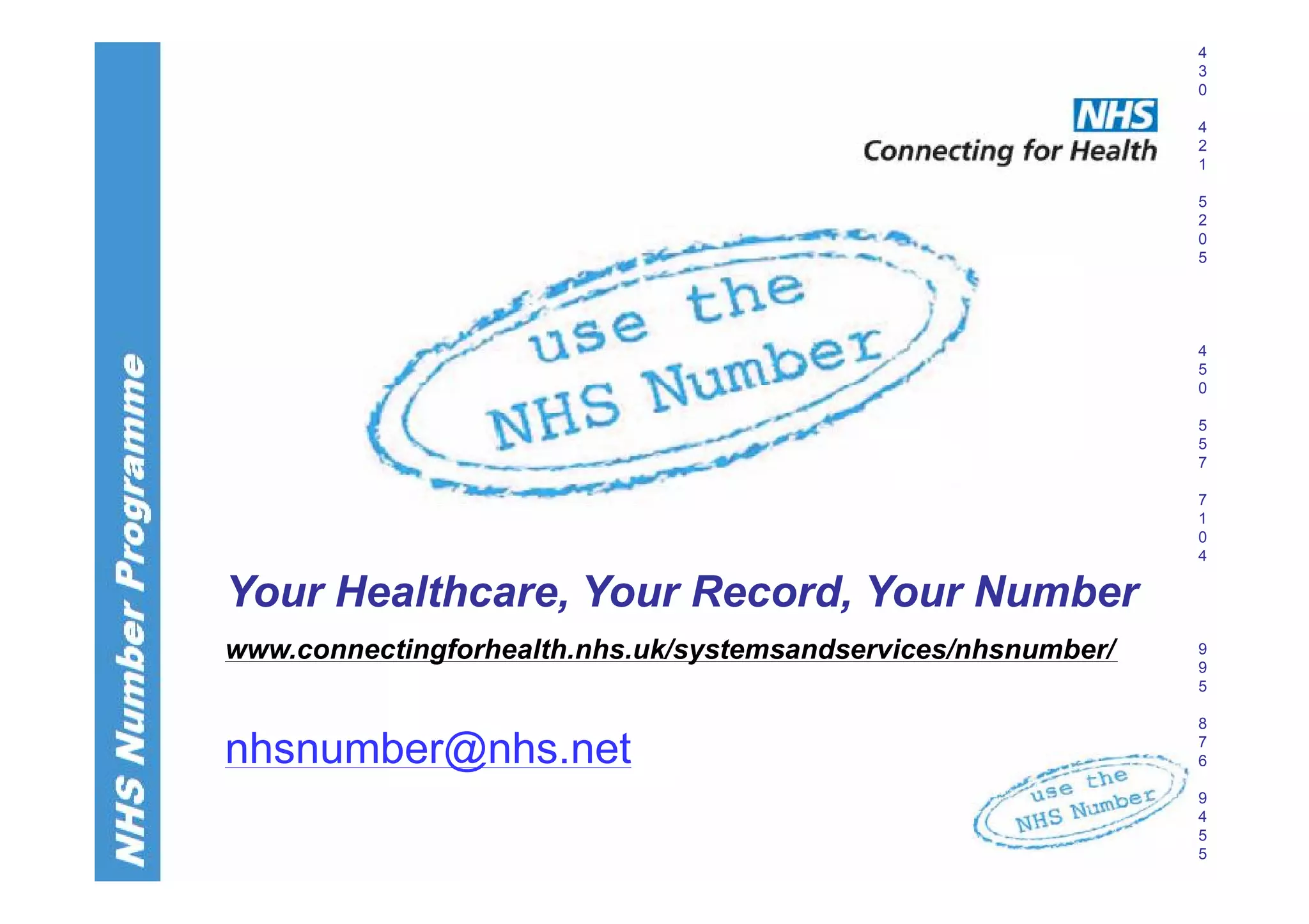 NHS Number Programme