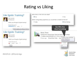 #NHSPUG @RHarbridge
Rating vs Liking
 