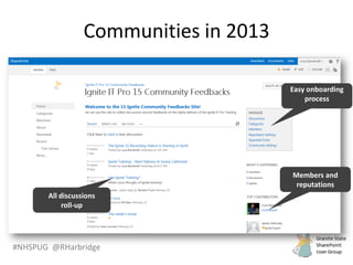 #NHSPUG @RHarbridge
Communities in 2013
 