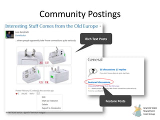 #NHSPUG @RHarbridge
Community Postings
 