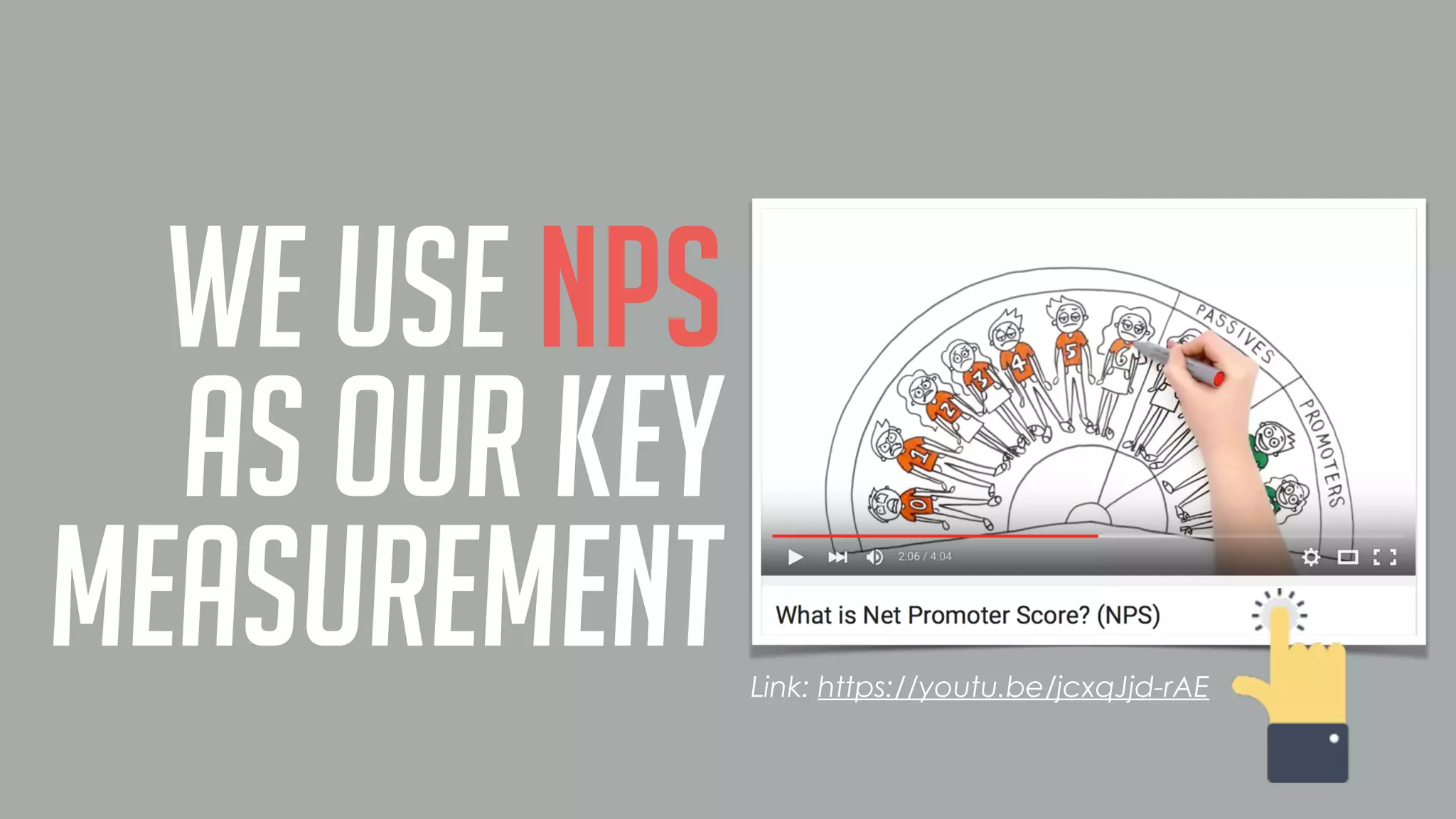 we use NPS
as our key
measurement Link: https://youtu.be/jcxqJjd-rAE
 