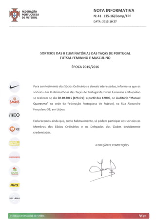 Sorteio da 2.ª Eliminatória da Taça de Portugal de Futsal