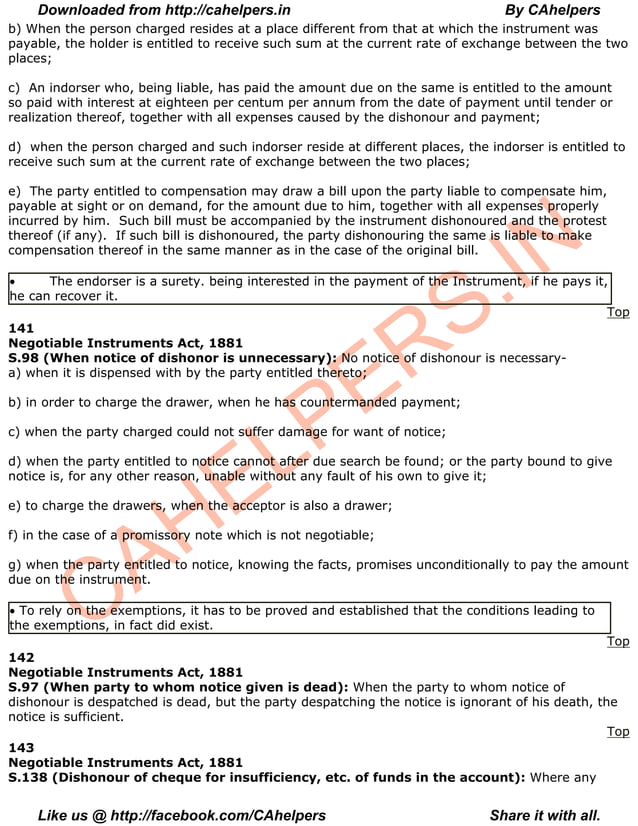 Ni act 1881 with note