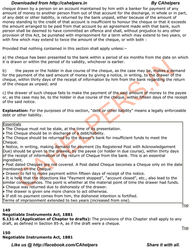 Ni act 1881 with note