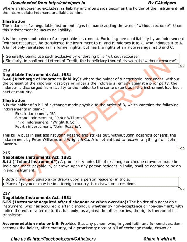 Ni act 1881 with note
