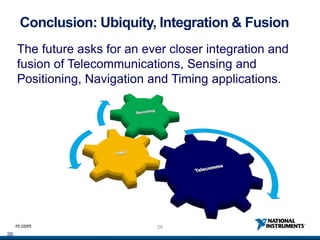 26ni.com
Conclusion: Ubiquity, Integration & Fusion
26
The future asks for an ever closer integration and
fusion of Telecommunications, Sensing and
Positioning, Navigation and Timing applications.
 