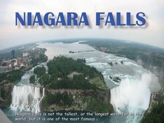 Niagara Falls is not the tallest, or the longest waterfall in the
world, but it is one of the most famous
 