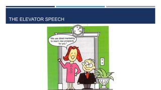 THE ELEVATOR SPEECH
 