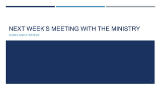 NEXT WEEK’S MEETING WITH THE MINISTRY
SLIDES AND STRATEGY
90
 