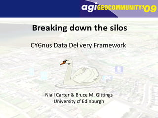Breaking down the silos CYGnus Data Delivery Framework Niall Carter & Bruce M. Gittings University of Edinburgh 