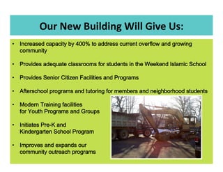 Our	
  New	
  Building	
  Will	
  Give	
  Us:	
  
• 


• 

• 

• 

• 


• 


• 
 