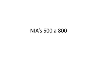 NIA’s 500 a 800
 