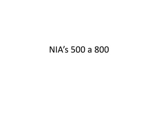 NIA’s 500 a 800
 