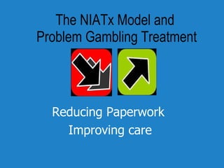 The NIATx Model and  Problem Gambling Treatment Reducing Paperwork  Improving care 