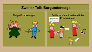 Zweiter Teil: Burgundensage
Einige Ermordungen Endliche Kampf und endliche
Ermordungen
Sag mir wo den
Nibelungenhort
ist!
R.I.P
R.I.P
 