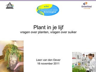 Plant in je lijf vragen over planten, vragen over suiker Leen van den Oever 18 november 2011 