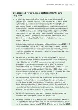 Personalised Health and Care 2020 Page 29
Our proposals for giving care professionals the data
they need
i.	 All patient a...
