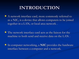 Network Interface Card | PPT | Computer Networking | Computing