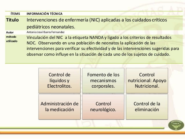 NIC - Clasificación de las intervenciones en enfermería