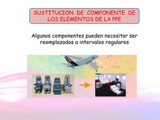 SUSTITUCION DE COMPONENTE DE
LOS ELEMENTOS DE LA PPE
Algunos componentes pueden necesitar ser
reemplazados a intervalos regulares
 