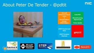 About Peter De Tender - @pdtit
@PDTIT
 