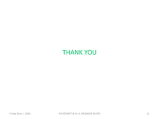 THANK YOU
11NICAD BATTER-Dr. K. RAJENDER REDDYFriday, May 1, 2020
 
