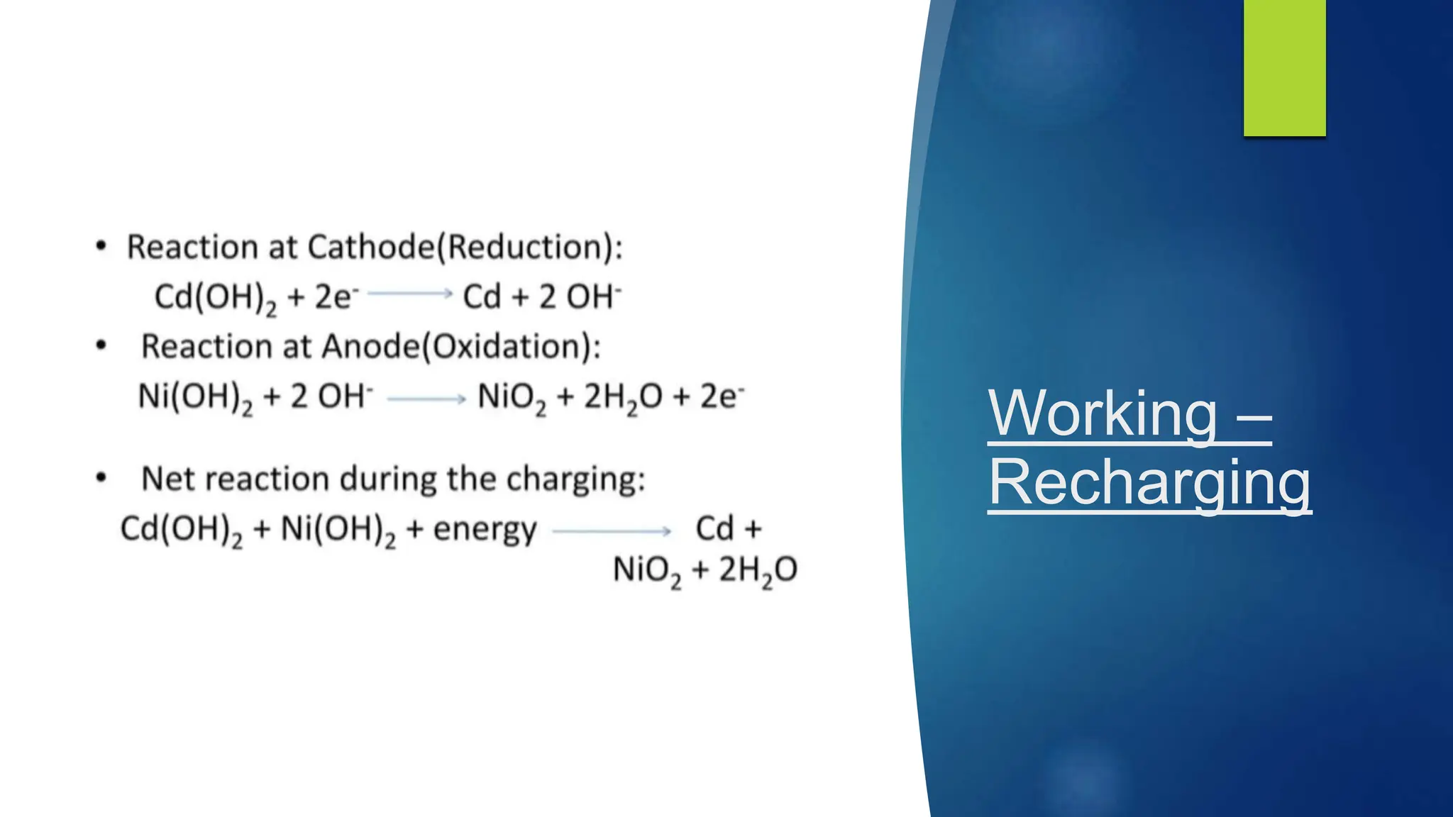 Working –
Recharging
 