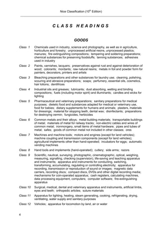 Nice classification for trade mark | PDF