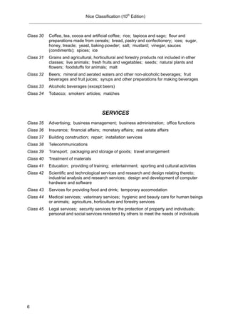Nice classification for trade mark | PDF