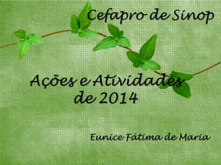 Eunice Fátima de Maria
Cefapro de Sinop
Ações e Atividades
de 2014
 