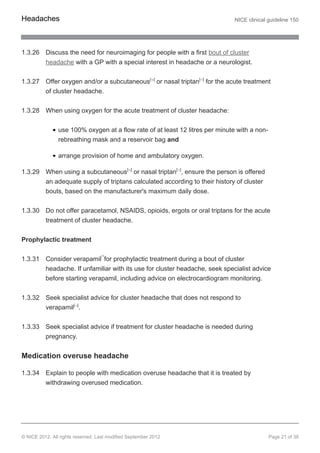 Nice headaches diagnosis and management of headaches in young people ...