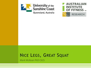 Mark McKean PhD CSCS Nice Legs, Great Squat 