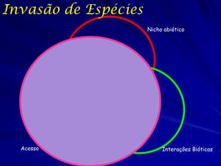 Invasão de Espécies
                      Nicho abiótico




  Acesso                   Interações Bióticas
 
