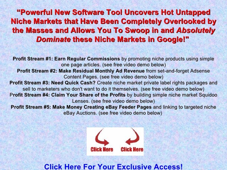 “ Powerful New Software Tool Uncovers Hot Untapped Niche Markets that Have Been Completely Overlooked by the Masses and Al...