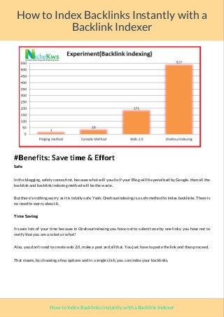 How to Index Backlinks Instantly with a
Backlink Indexer
#Benefits: Save time & Effort
Safe
In the blogging, safety comes ...