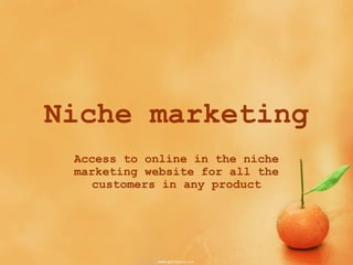 Niche marketing
Access to online in the niche
marketing website for all the
customers in any product
 