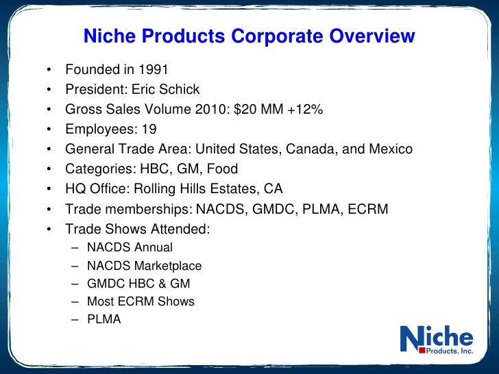 Niche Products Company Presentation 12.20.10 Half