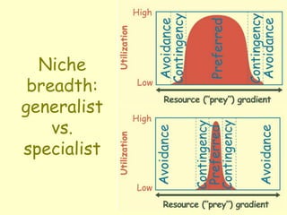 Niche
breadth:
generalist
vs.
specialist
 