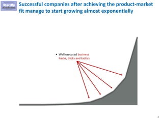 2
Successful companies after achieving the product-market
fit manage to start growing almost exponentially
▪ Well executed...