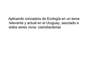 Aplicando conceptos de Ecología en un tema
relevante y actual en el Uruguay, asociado a
estos seres vivos: cianobacterias
 