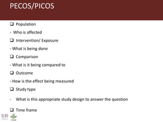 How to formulate a systematic review question