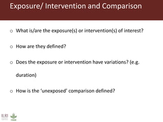 How to formulate a systematic review question